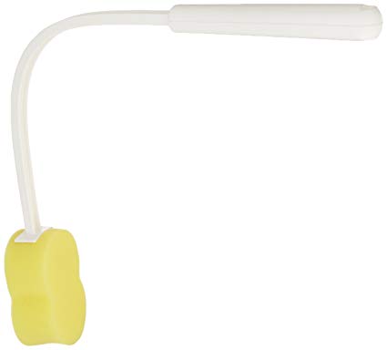 Sammons Preston Ergonomic Handle Contour Sponge, Long Handled Extended Washer & Scrubber for The Shower & Bath, Angled Bathing Sponge on a Stick for Limited Mobility and Reach