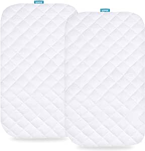 Biloban Waterproof Bassinet Mattress Pad Cover(31"x20"), 2 Pack, Ultra Soft Bamboo Surface, Quilted Bassinet Mattress Protector Fit for Fodoss Baby Bassinet, White