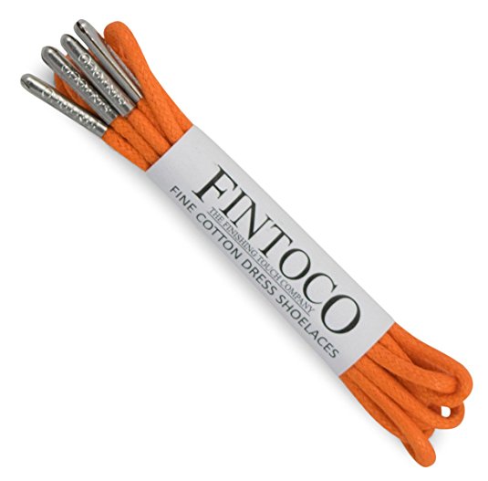 Fintoco Round Waxed Designer Dress Shoe Laces with Metal Tips
