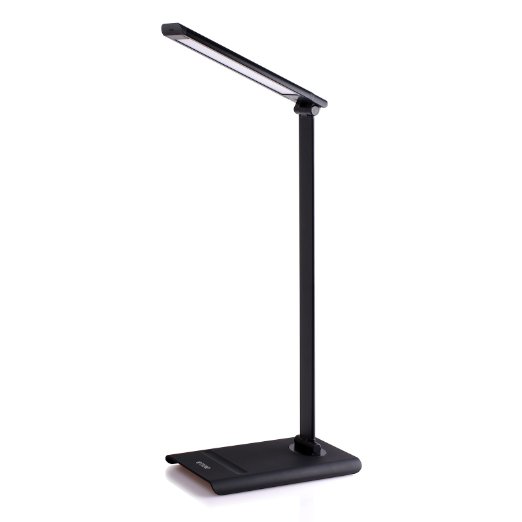 TROND Halo 9W Aluminum Dimmable Eye-Care LED Desk Lamp 3 Lighting Modes 7-Level Dimmer Touch-Controlled Memory Function Max 450 lumens Flicker-Free No Ghosting Anti-Glare Rubberized Base Matte Black