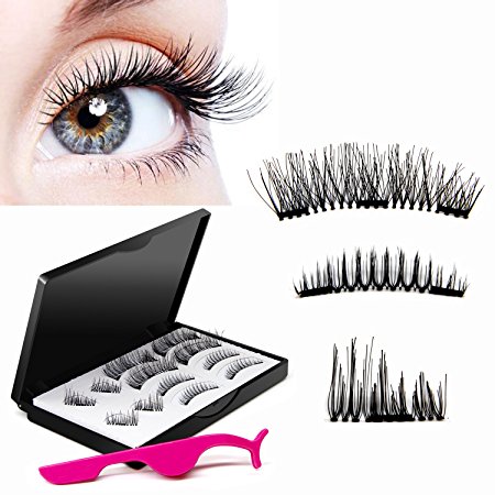 Magnetic False Eyelashes (Mix 12 PCS) Newest Design Dual Magnetic Eyelash Extensions 3D Reusable Fake Lashes For Women Makeup, No Glue, Natural Look (123-12)