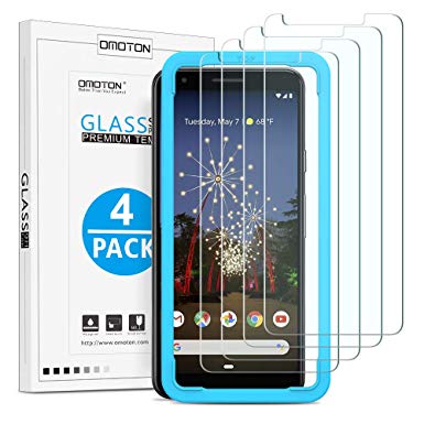 OMOTON [4 Pack Screen Protector Compatible with Google Pixel 3A, Tempered Glass with [ [Scratch Resistance] [Bubble-Free] [Crystal Clear] 2.5D Round Edge]