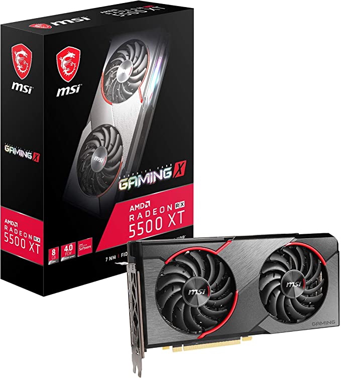 MSI Gaming Radeon RX 5500 XT Boost Clock: 1845 MHz 128-bit 8GB GDDR6 DP/HDMI Dual Torx 3.0 Fans Crossfire Freesync VR Ready Graphics Card (RX 5500 XT Gaming X 8G)