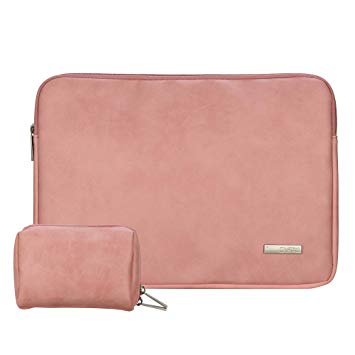 Laptop Sleeve 13-13.3 Inch Waterproof PU Leather Bag Compatible 13-13.3 Inch MacBook Air A1466 A1932/MacBook Pro A1706 Retina/Surface Book, with Electronics Accessories Organizer(13 Inch, Fresh Pink)