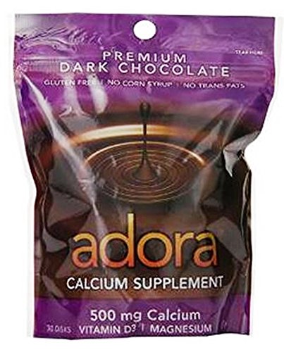 Adora Calcium Supplement Disk, Organic Dark Chocolate, 30 Count - 500 mg