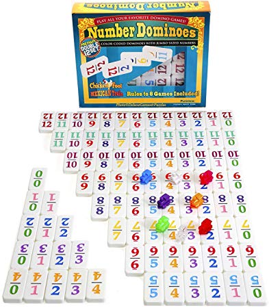 Dominoes Professional Mexican Train, Double 12 Set with Color-Coded Numbers