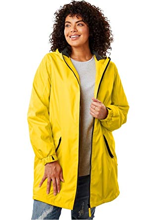 Woman Within Plus Size Hooded Slicker Raincoat