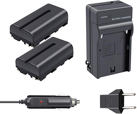 Bonacell 2 Pack NP-F550/ NP-F570 Battery and Charger Kit Compatible with Sony CCD-RV100, CCD-RV200, CCD-SC6, CCD-SC65, CCD-TRV67, DCM-M1, DSC-CD250, DSC-CD400, HVR-M10U, HVR-V1J and More
