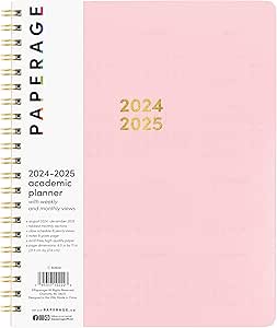 PAPERAGE 17 Month Academic Planner 2024-2025, Weekly & Monthly Spreads, August 2024 - December 2025, Large (9 in x 11 in), Blush