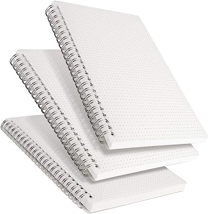 RETTACY Dot Grid Notebook Spiral 3 Pack- Bullet Dotted Journal Spiral Notebook,480 Pages Spiral Notebooks for Work,School Supplies,Home,100gsm Thick Paper,5.7" x 8.3"