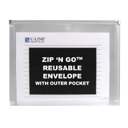 C-Line Zip N Go Expanding Portfolio with Outer Pocket Letter Size 200-Sheet Capacity Clear 3 per Pack 48117