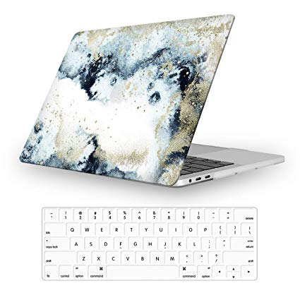 iLeadon MacBook New Pro 13" Case 2016-2019 Release A2159/A1989/A1706/A1708 Rubberized Hard Shell Case Cover Keyboard Cover for MacBook Pro 13 W/Without Touch Bar & Touch ID, Hazy Marble
