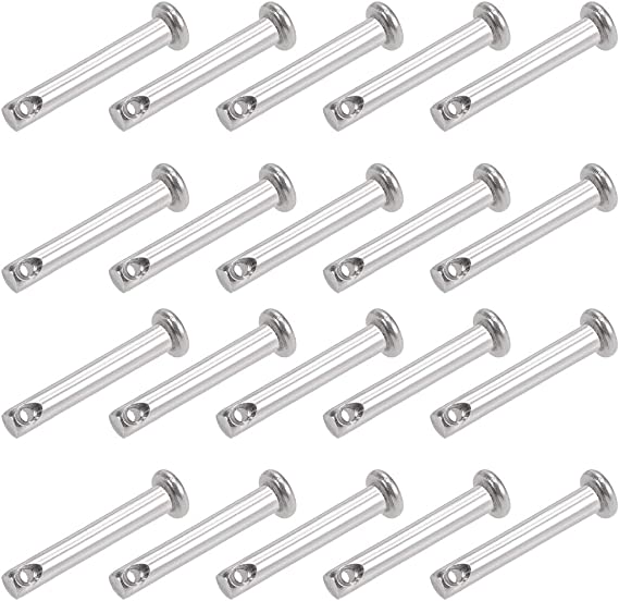 uxcell Single Hole Clevis Pins - 4mm X 25mm Flat Head 304 Stainless Steel Link Hinge Pin 20Pcs