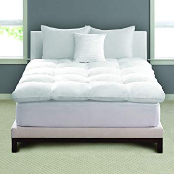 Pacific Coast Luxe Loft Baffle Box Feather Bed, Natural-Fill Mattress Topper, Hypoallergenic, King, White