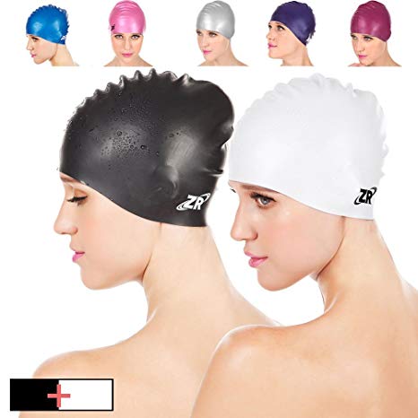 Zionor Swimming Caps, Manatee C1 Swim Caps Premium Silicone Waterproof Non-toxic Odorless Elastic Average to Big Head, Short Long Thick Hair Ear Pockets Unisex Adult Men Women