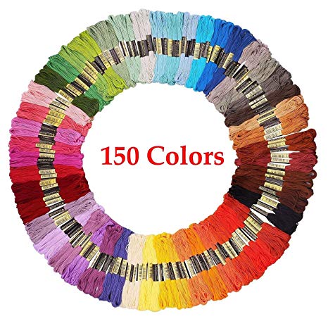 Embroidery Floss Friendship Bracelet String 150 Skeins Multi-Color Cross Stitch Thread with Color Numbers,6 Strand Floss