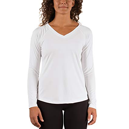 Vapor Apparel Women's V-Neck UPF 50  Sun Protection Performance Long Sleeve T-Shirt