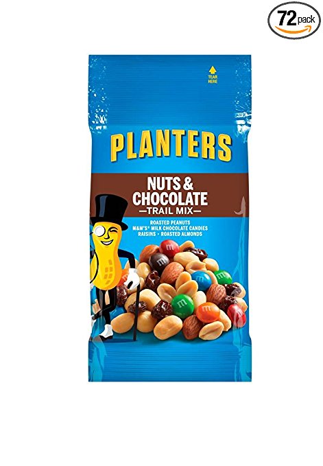 Planters Nut and Chocolate Trail Mix, 2 oz. Single Serve Bags (Pack of 72)