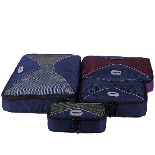HEXIN Durable 4 Pcs Luggage Travel Packing Cube Bags for Carry-on Luggage Accessories