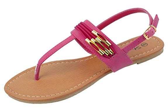 Shoes 18 Womens Roman Gladiator Sandals Flats Thongs 2 Buckle Shoes 4 colors