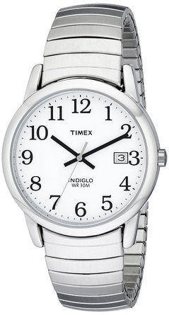 Timex Mens T2H451 Easy Reader Silver-Tone Expansion Band Watch