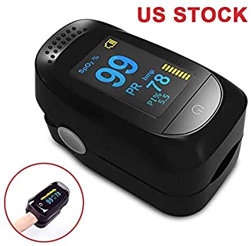 Fingertip Pulse Oximeter Blood Pulse Oximeter, Body Health Monitor with LED Display, Pulse Sensor Meter with Alarm and Pulse Rate Monitor for Adults and Children