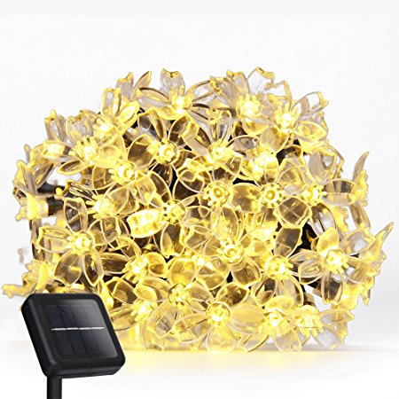 Solar LED String lights Addlon garden decorative lighting,23ft(7m) 50 LED 8work Modes,Blossom Ambiance lighting for Outdoor, Garden, Home, Wedding, Christmas party, Waterproof (Warm White)