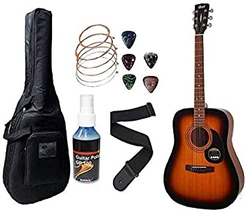 Cort Acoustic Guitar AD810 Right Handed Guitar With Padded Bag, Belt, Plectrums Complete Pack. (SSB)