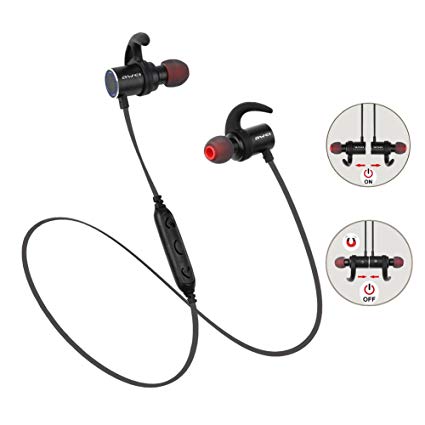 Sports Headphone Earbuds, Wireless Bluetooth Earphone Magnetic In-ear Headset With Remote Control IPX4 Bass Stereo Headphone Neckband Headset for Running Sport (Black)