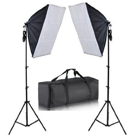 BPS 125W x 2 Continuous Lighting Softbox Studio 5400K Soft box Kit with Carry Bag -2x Softboxes 50x70cm Softbox 2x Aluminum alloy Light Stand 2X 125W Photo Studio Light Bulbs 1xHeavy Duty Carry Bag
