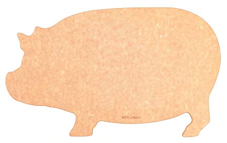 Epicurean New T-Line Pig-Shaped Reversible Cutting Board and Serving Tray, Dishwasher Safe, Non-Porous, NSF Approved, Natural Color (14.5 x 9 Inches)