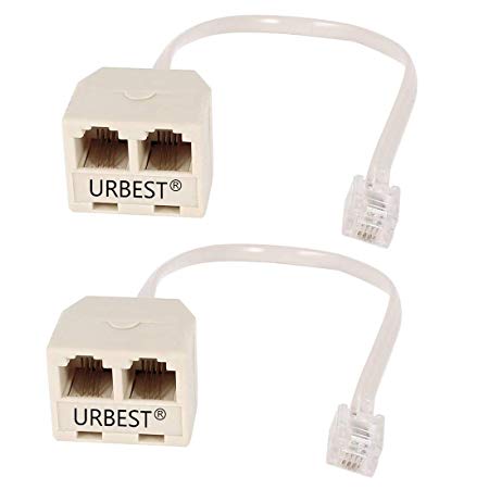 URBEST®2 PCS RJ11 Male to Female Two Way Telephone Splitter Converter Cable