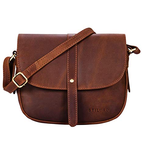 STILORD 'Kira' Handbag Leather Small Women Satchel Shoulder Bag Vintage Crossbody Messenger Bag for Evening and Party in Genuine Leather, Colour:Havanna - Brown