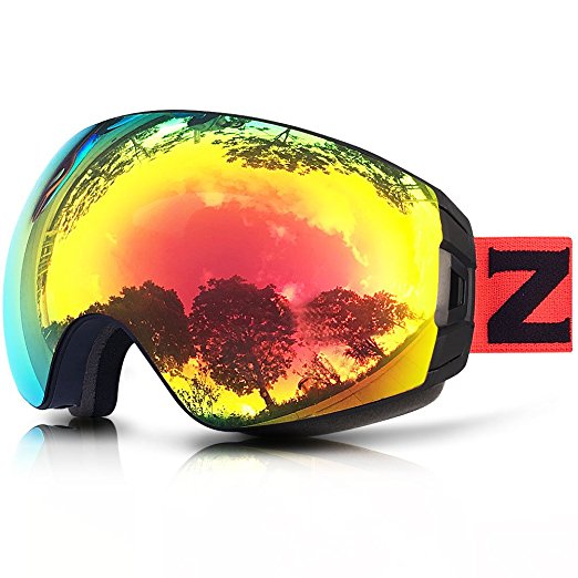 ZIONOR Lagopus X7 Ski Snowboard Goggles with Quick Lens-changing UV400 Protection Anti-fog Wide Spherical PC Lens Anti-slip Strap Helmet Compatible, Adult Ski Snowboarding Skating Goggles