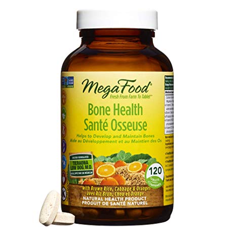 MegaFood - Bone Health, Multivitamin Support for Bone Strength, Muscle Function, Healthy Mood and Joints with Calcium, Vitamin D3, and Magnesium, Vegetarian, Gluten-Free, Non-GMO, 120 Tablets