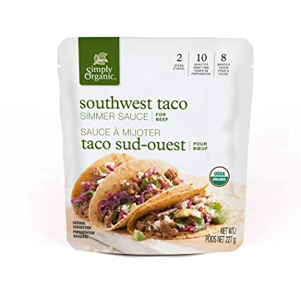 Simply Organic Southwest Taco Simmer Sauce for Beef, 22 Grams