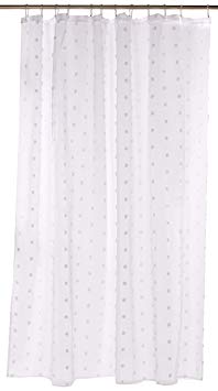 Dainty Home SBSCWH Snowball with 3D Puff Linen-Look Fabric Shower Curtain in White