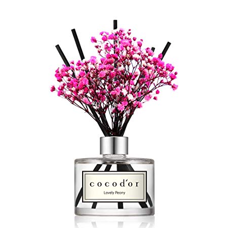 Cocod'or Preserved Real Flower Diffuser/Lovely Peony/6.7oz/Diffuser Oil & Sticks Set/Fragrance for Home Office Aromatherapy and Gifts