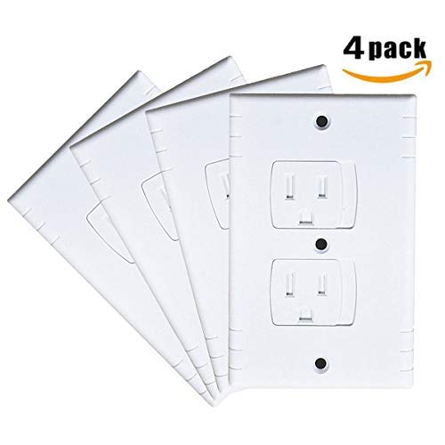 Universal Self-Closing Electrical Outlet Covers,Extra Safe Retardant Child Safety Guards Socket Plugs Protector, Flame Retardant ABS, BPA Free, Hardware Included (4 Pack)