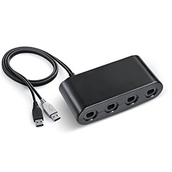 GameCube Controller Adapter for Nintendo Wii U and PC USB - 4 Ports Connection Tap Converter for Multi-Player Games Black [Nintendo Wii U]