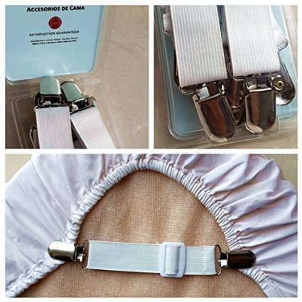 Adjustable Bed Sheet Grippers Cover Suspenders Set of 4