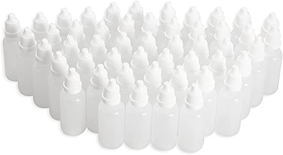 Tenflyer Pack of 50 Plastic LDPE Squeezable Dropper Bottles Eye Liquid Empty New (15ml)