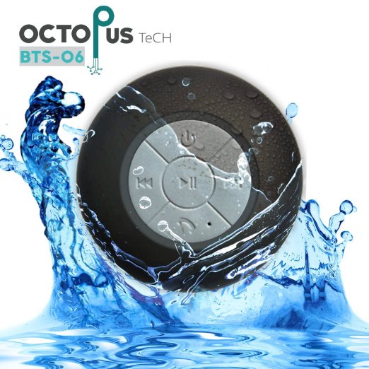 Bluetooth Waterproof Speaker with built-in microphone and usb charging cable compatible with iphone galaxy sony ericsson and any smart phone
