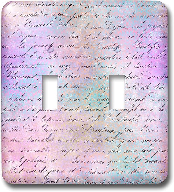 3dRose Anne Marie Baugh - Patterns - French Script Writing Over Pink and Aqua Flourish Pattern - double toggle switch (lsp_316263_2)