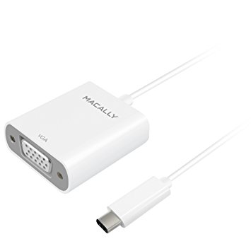 Macally USB-C to VGA Adapter - Thunderbolt 3 Port Compatible - Converter for 2017 / 2016 Macbook Pro, Macbook 12-inch, Mac Pro, iMac, Chromebook Pixel, & More USB 3.1 Type C Devices (UCVGADP)