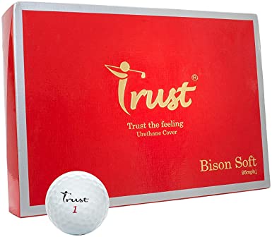 Trust Bison Soft, Urethane Covered for Swing Speed 95 mph or Slower, 3 Piece Golf Ball, Super Soft Feel, Green Side Control with Distance, for Every Golfers who Love Softer Feeling