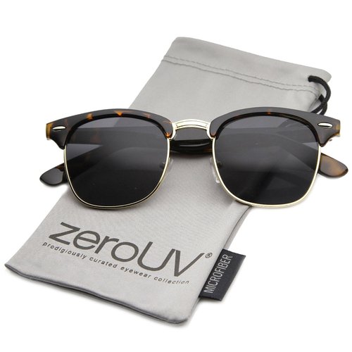 zeroUV - Premium Half Frame Horn Rimmed Sunglasses with Metal Rivets