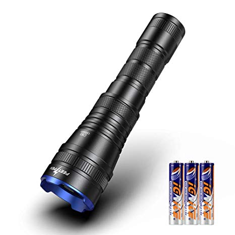 LED Tactical Flashlight 1000 Lumens Zoomable IPX6 Water-Resistant Ultra Bright Torch 4 Light Modes 3xAAA or 18650 Battery Powered Flashlight (Batteries Included)