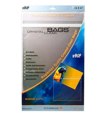 ClearBags 11 x 17 Seal Top Cellophane Bags | Perfect Poly Bags for Photos, Art, Pictures, Posters and More | Crystal Clear Archival Safe | RPA11X17 (Pack of 25)