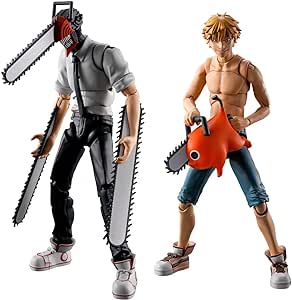 BANDAI Chainsaw Man SMP Double Pack Chainsaw Man & Denji Model Kit Set | 15cm Chainsaw Mand and Denji SMP Kit Makes Pose Highly articulated with Interchangeable parts and accessories